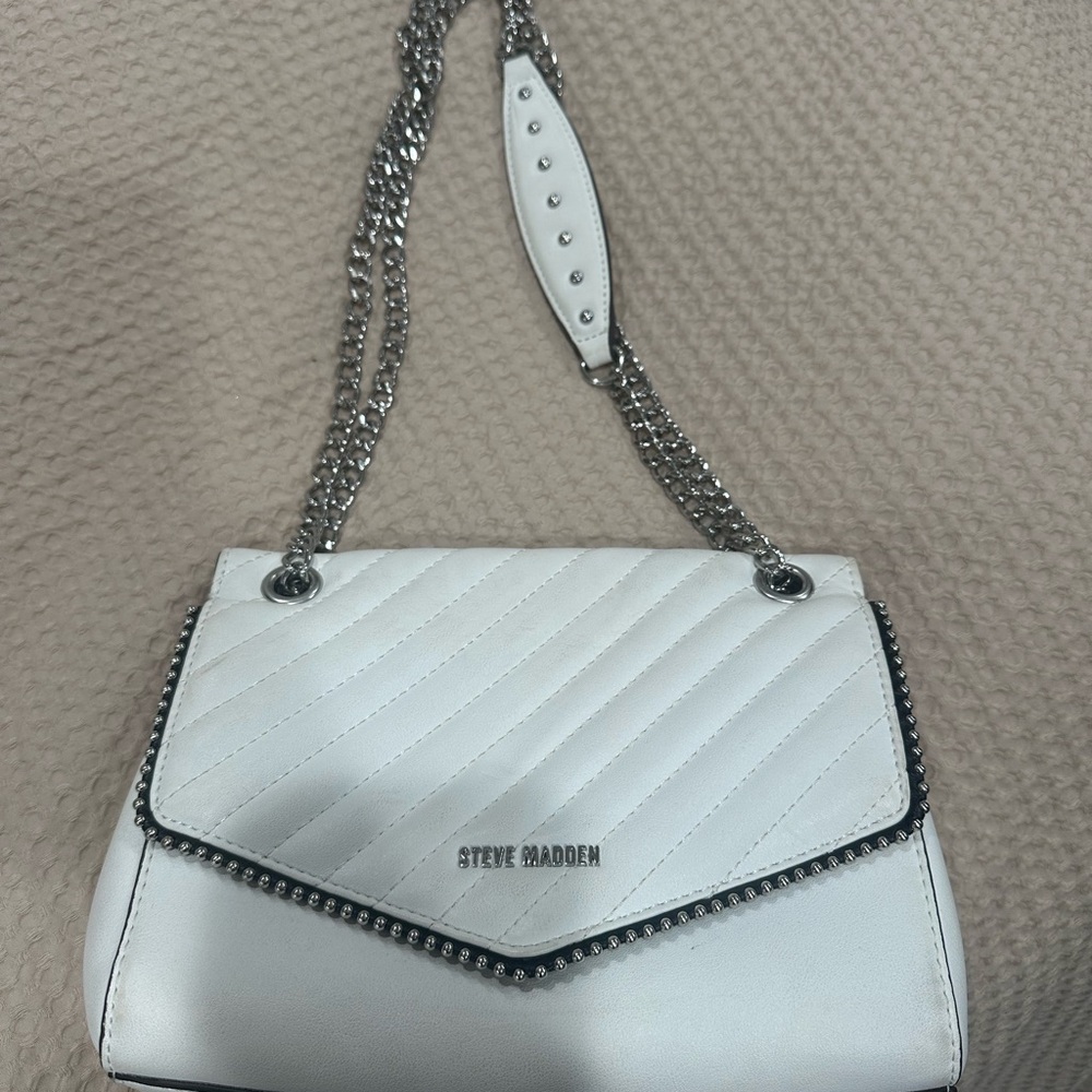 Steve Madden White Chevron Shoulder Bag
